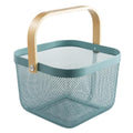 Royser MultiPurpose Metal Mesh Storage Basket With Wooden Handle | Kitchen Fruit & Vegetable Organizer | Bathroom, Cosmetic & P