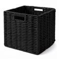 Cotton Rope Cube Storage Basket, 11 Inch Foldable Cubby Organizer Bins with Handles, Handwoven Square Basket for Organizing, Cub