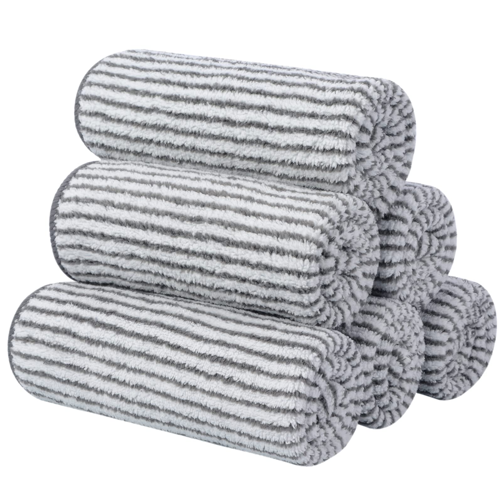 SINLAND Microfiber Face Towels Ultra Soft Facial Washcloths Face Cloth for Bath 12Inch x 12Inch 6 Pack Stripe