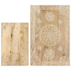 vidaXL Solid Mango Wood 2 Piece Side Table Set, Hand-Painted Round Side Tables, Rustic Style Wooden Side/End Tables for Living Room