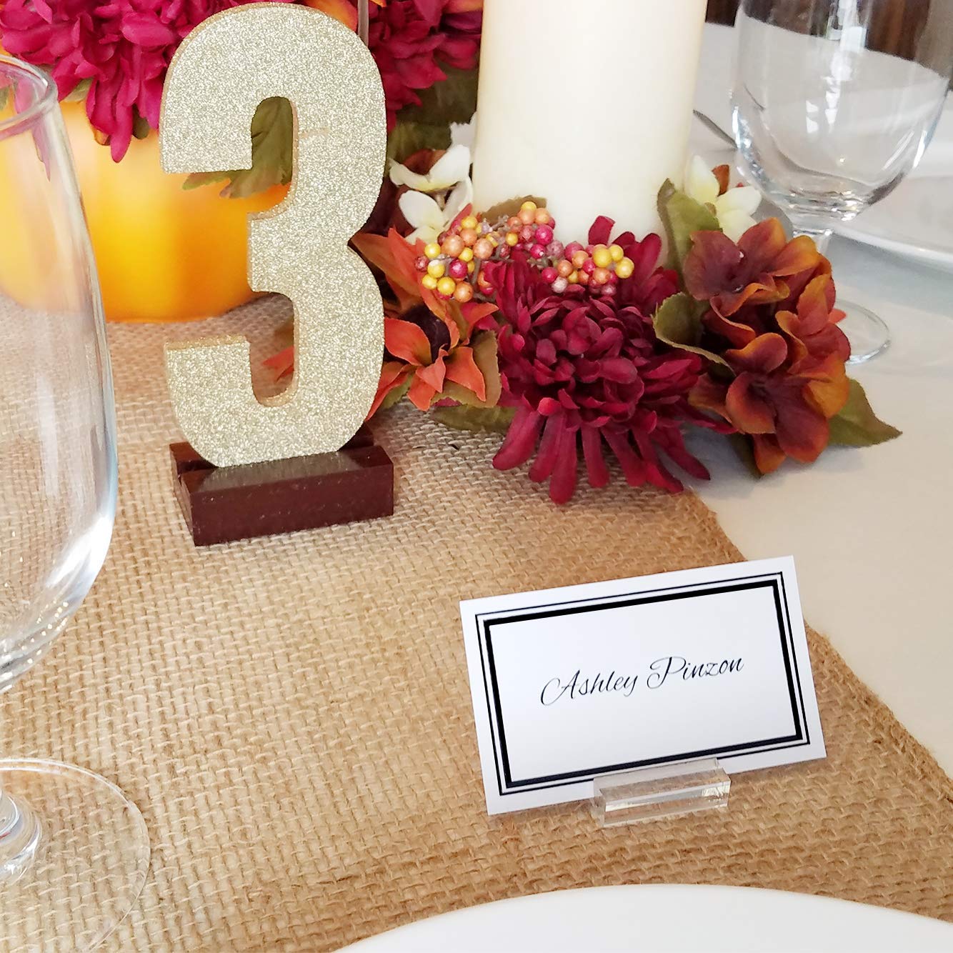 Onfireguy 24Pcs Place Card Holder Display Stands | 1.25'' Acrylic Card Holders For Wedding Place Cards Table Numbers Product Lab
