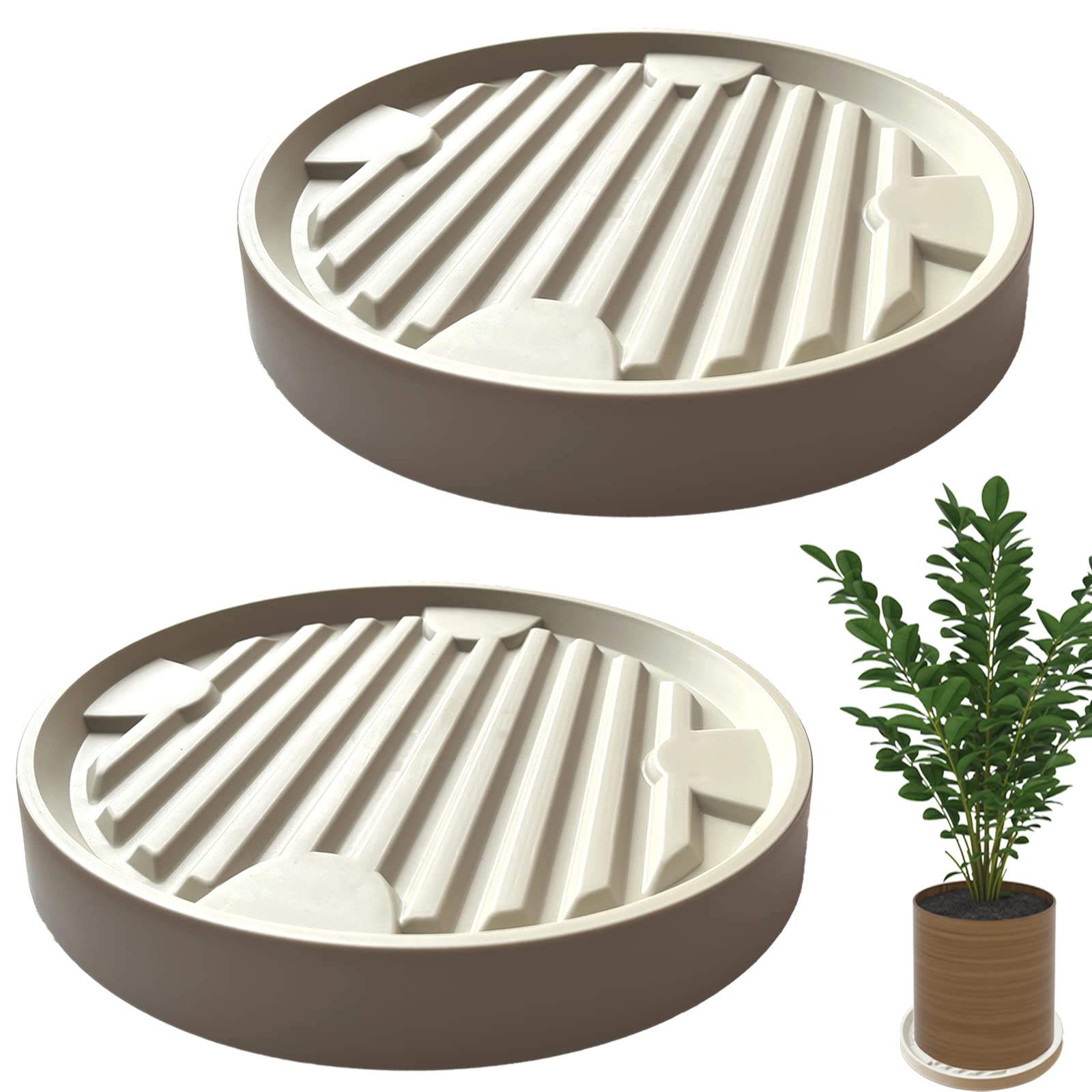 Dcpes Plant Caddy With Hidden Wheels, 12Inch Planter Roller Base, 360Rolling Plant Stand, Heavy Duty Plant Trolley, 4 Invisible