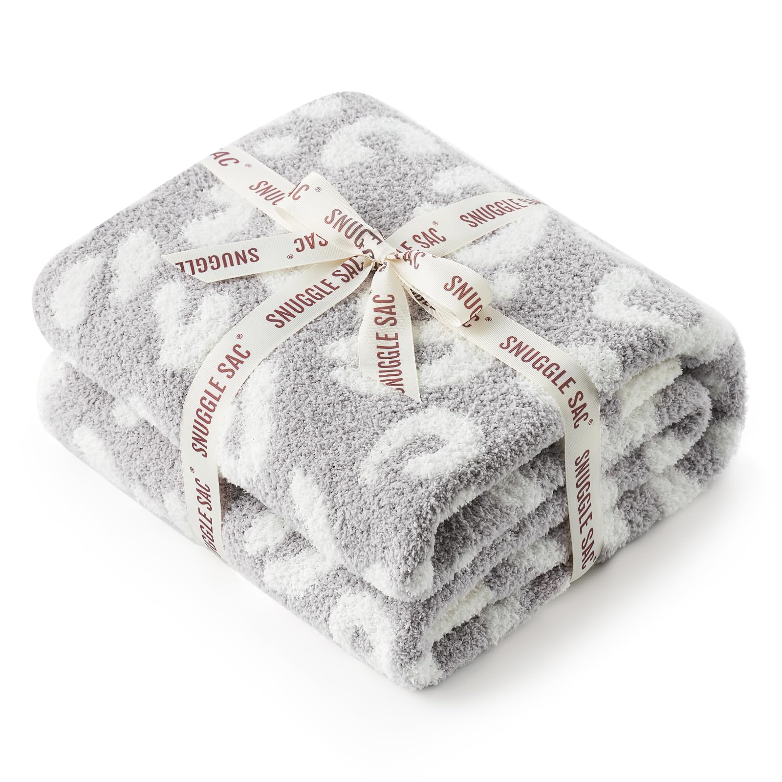 Snuggle Sac Leopard Throw Blanket For Couch Bed Sofa 50X60 Inches, Reversible Grey Leopard Blanket Ultra Soft Cozy Blankets For