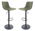 LeisureMod Tilbury Modern Adjustable Height Bar Stool Kitchen Island Stools with Footrest & 360-Degree Swivel Set of 2 (Olive Gr