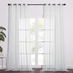 Nicetown Long Sheer Curtain Panels - Ring Top Modern Window Treatment Voile Drapes For Bedroom/Living Room (Light Gray, One Pair