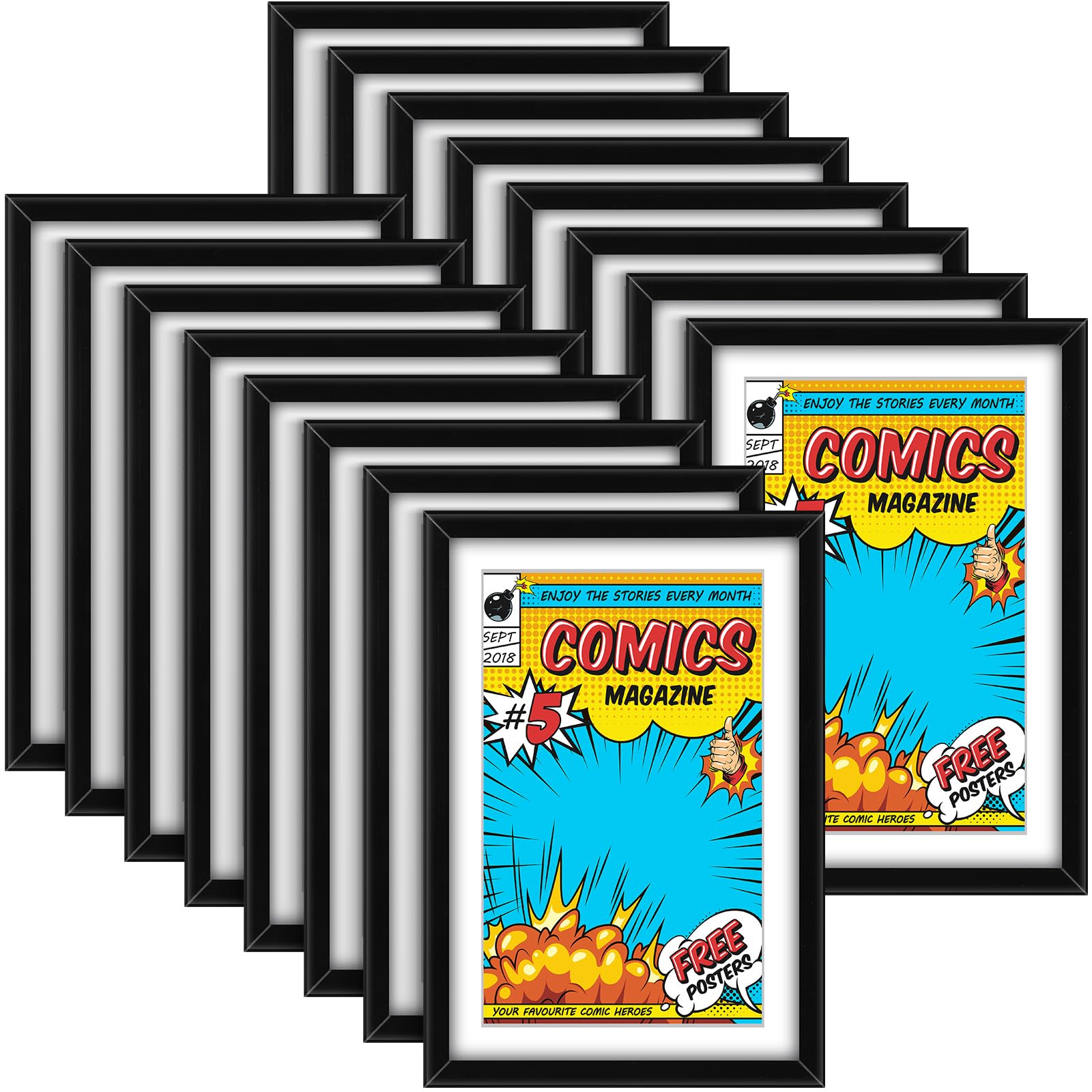 Geetery 16 Pack Comic Book Frame, UV Protection, Comic Picture Magazine Frames Fits Current Comics up to 6 3/4 x 10 1/4, Wall or