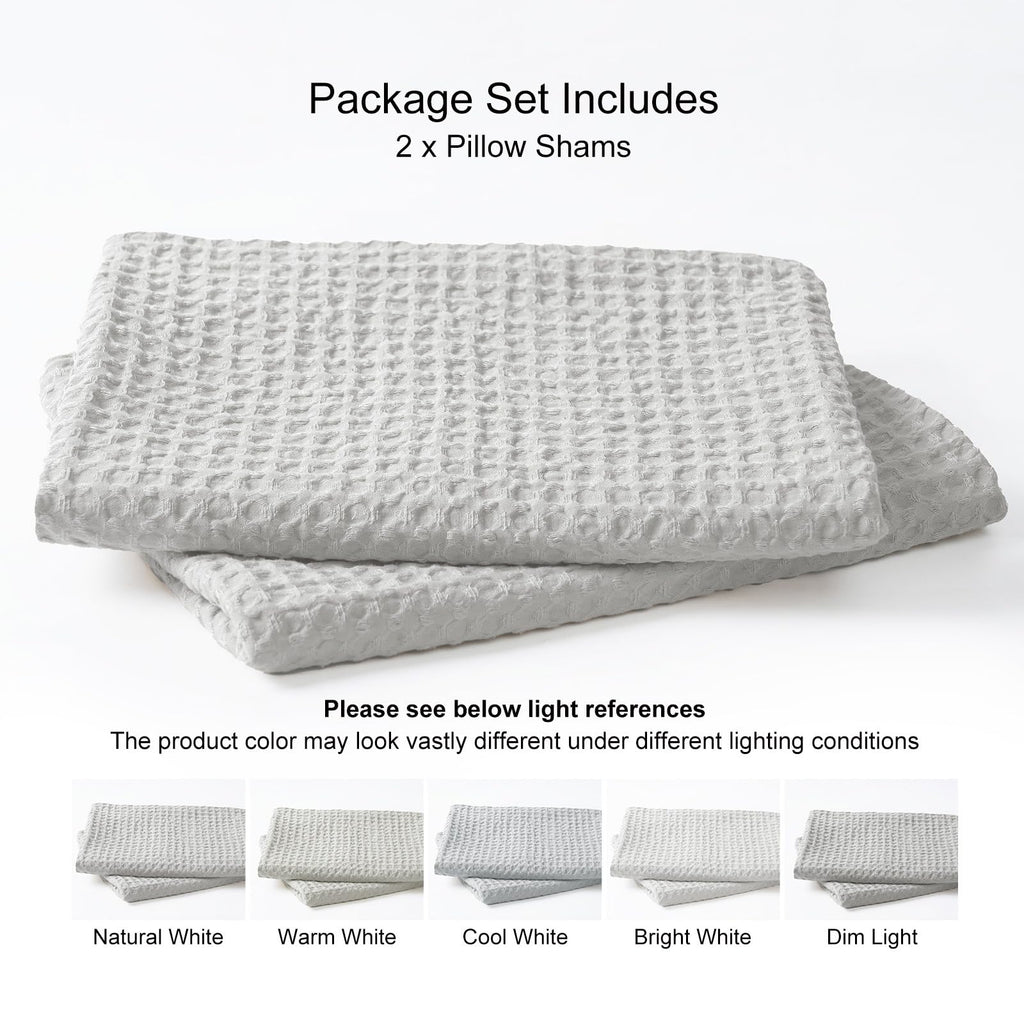 Phf Ultra Soft Waffle Weave Pillowcases King Size 20' X 36' 2 Pack, No Insert, Breathable Skin-Friendly Pillow Shams, Decorative Waffle Weave Pillow Case Covers, Light Grey