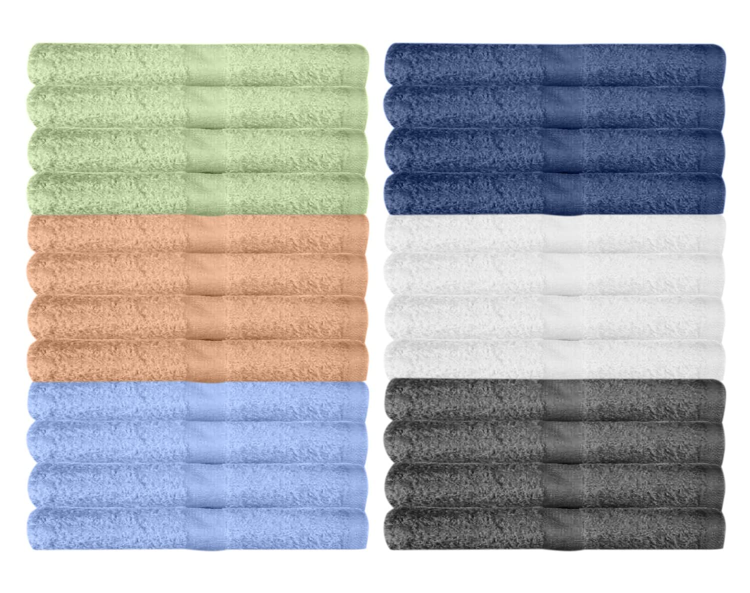 BEST TOWEL - Washcloths 24 Pack Multicolour Wash Cloths for Bathroom, Spa, and Gym Towel, Extra-Absorbent Flannel Face 100% Cott
