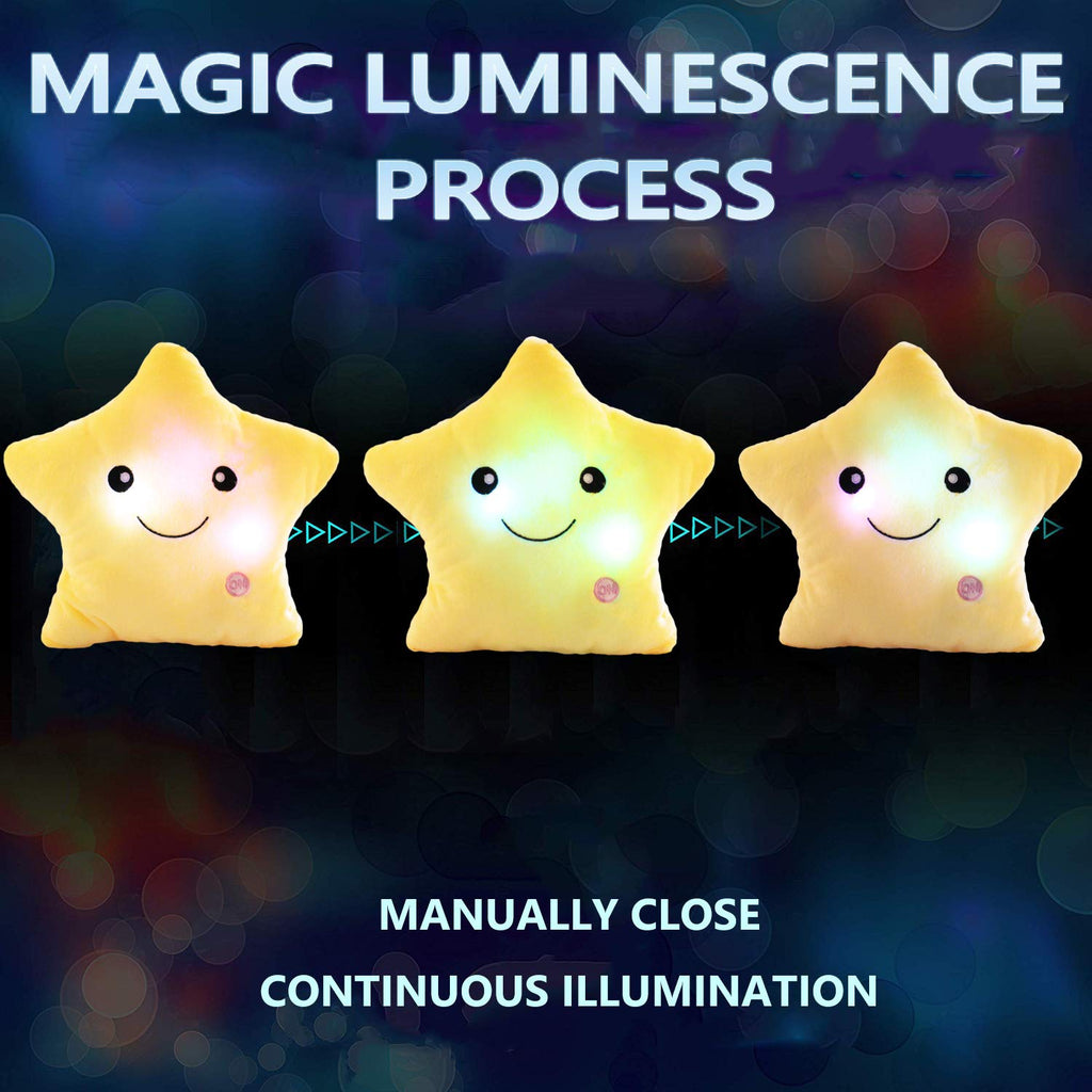 Sofipal Creative Twinkle Star Shaped Plush Pillow, Led Night Light Glowing Cushions Plush Stuffed Toys Gifts For Kids, Decoratio