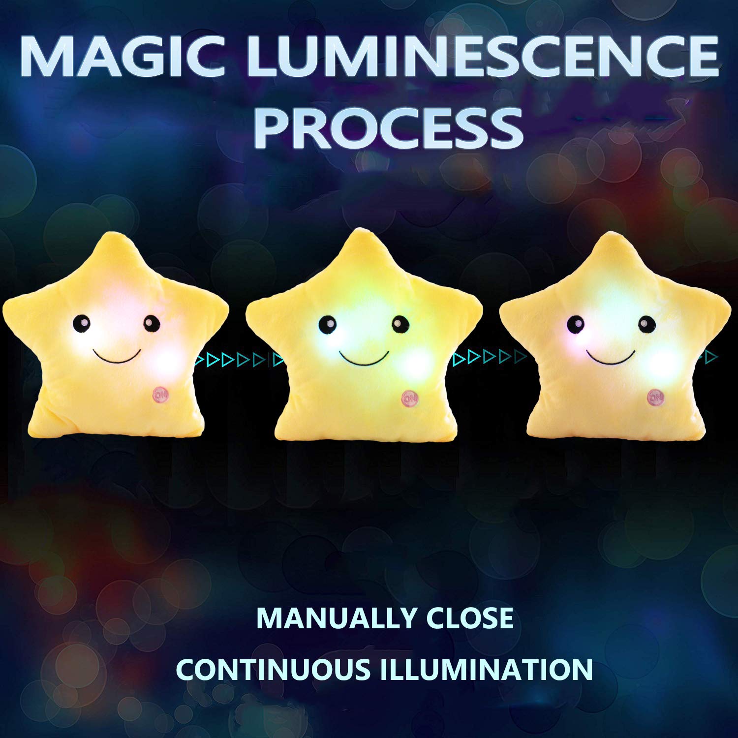 Sofipal Creative Twinkle Star Shaped Plush Pillow, Led Night Light Glowing Cushions Plush Stuffed Toys Gifts For Kids, Decoratio