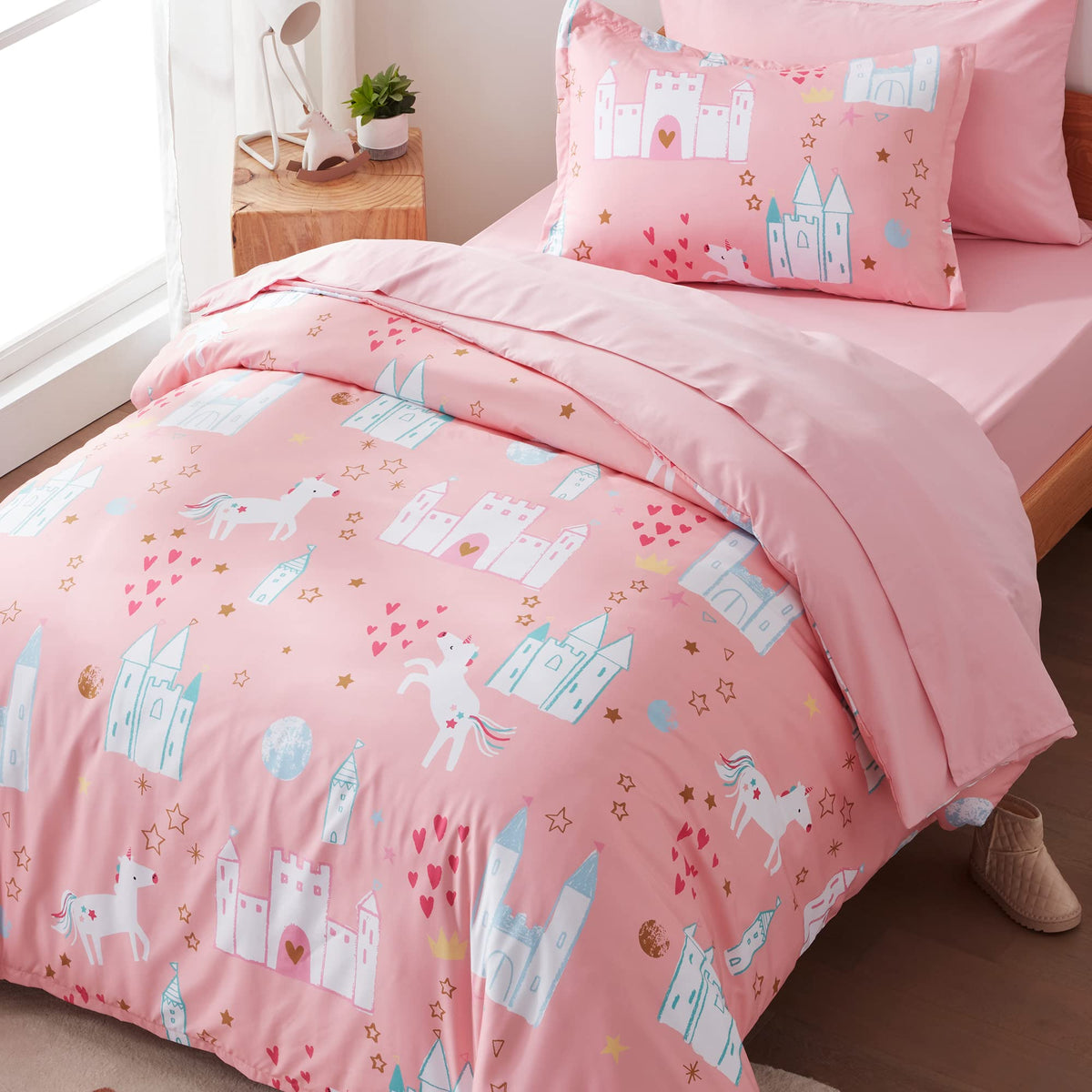 Sleep Zone Cute Printed Kids Duvet Cover Set Twin Size 2 Pieces - Super Soft Comforter Cover With 1 Pillow Sham, Easy Care Zippe