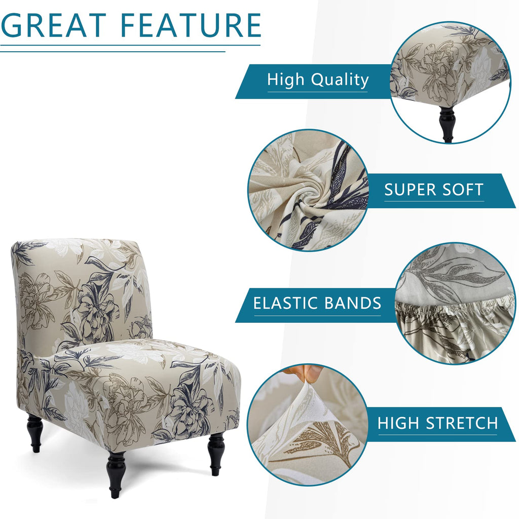 Liykimt Armless Accent Chair Cover Slipcover,Slipper Chair Cover Super Fit Stretch Spandex Removable Washable For Armless Chair
