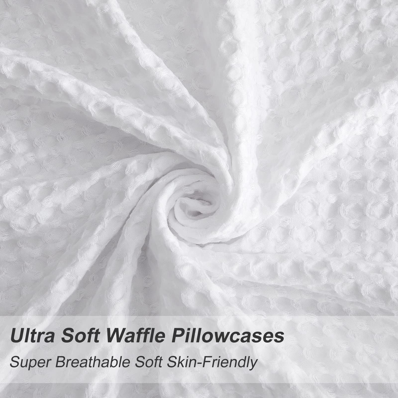 Phf Ultra Soft Waffle Weave Pillowcases Standard Size 20' X 26' 2 Pack, No Insert, Breathable Skin-Friendly Pillow Shams, Decorative Waffle Weave Pillow Case Covers, White