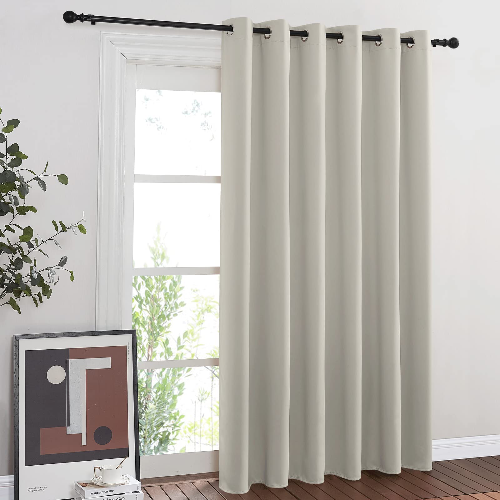 NICETOWN Room Divider Curtain for Bedroom, Grommet Patio Door Curtain Sound Dampening Thermal Insulated Wide Window Drape for Sl