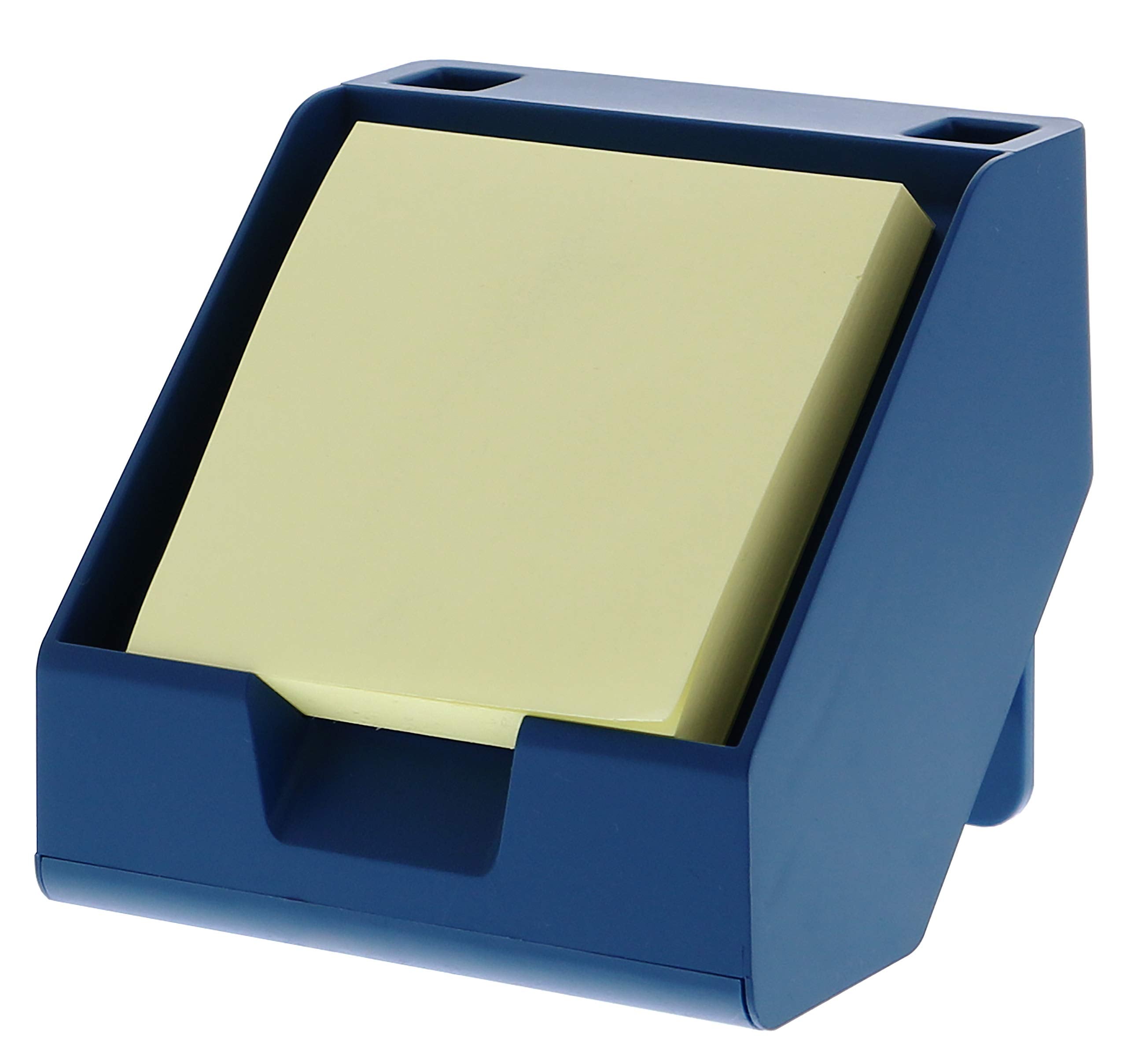 Bostitch Office Sticky Note Holder + Business Card Stand, Includes Pen Holders, Blue
