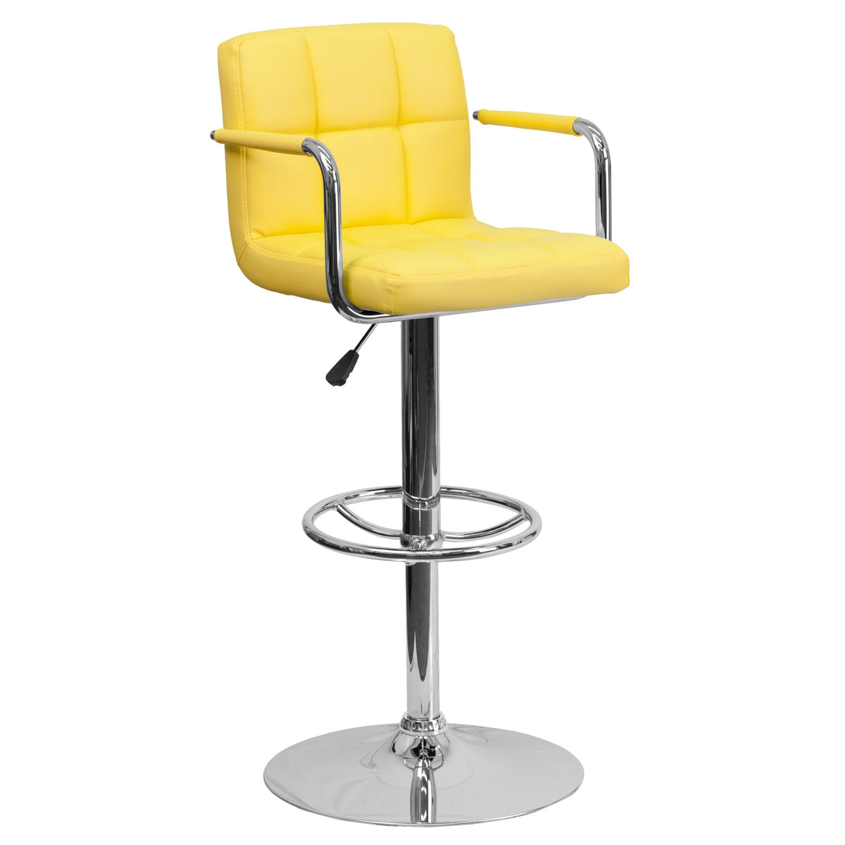 Flash Furniture Vinyl Adjustable Height Barstool, 1 Pack, Yellow