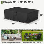 Mr. Cover Patio Furniture Covers Waterproof, Outdoor Furniture Cover Fits Up To 88L X 62W X 28H Inches, Rectangular Table And Chair Set Covers Rip-Resistant Material With Windproof Buckles