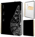 Stanoha Cute Spiral Notebook Journal A5 Aesthetic Pretty Floral Design For Women Girls Kawaii With Pocket, 8.5 X 5.7 Inch, Black