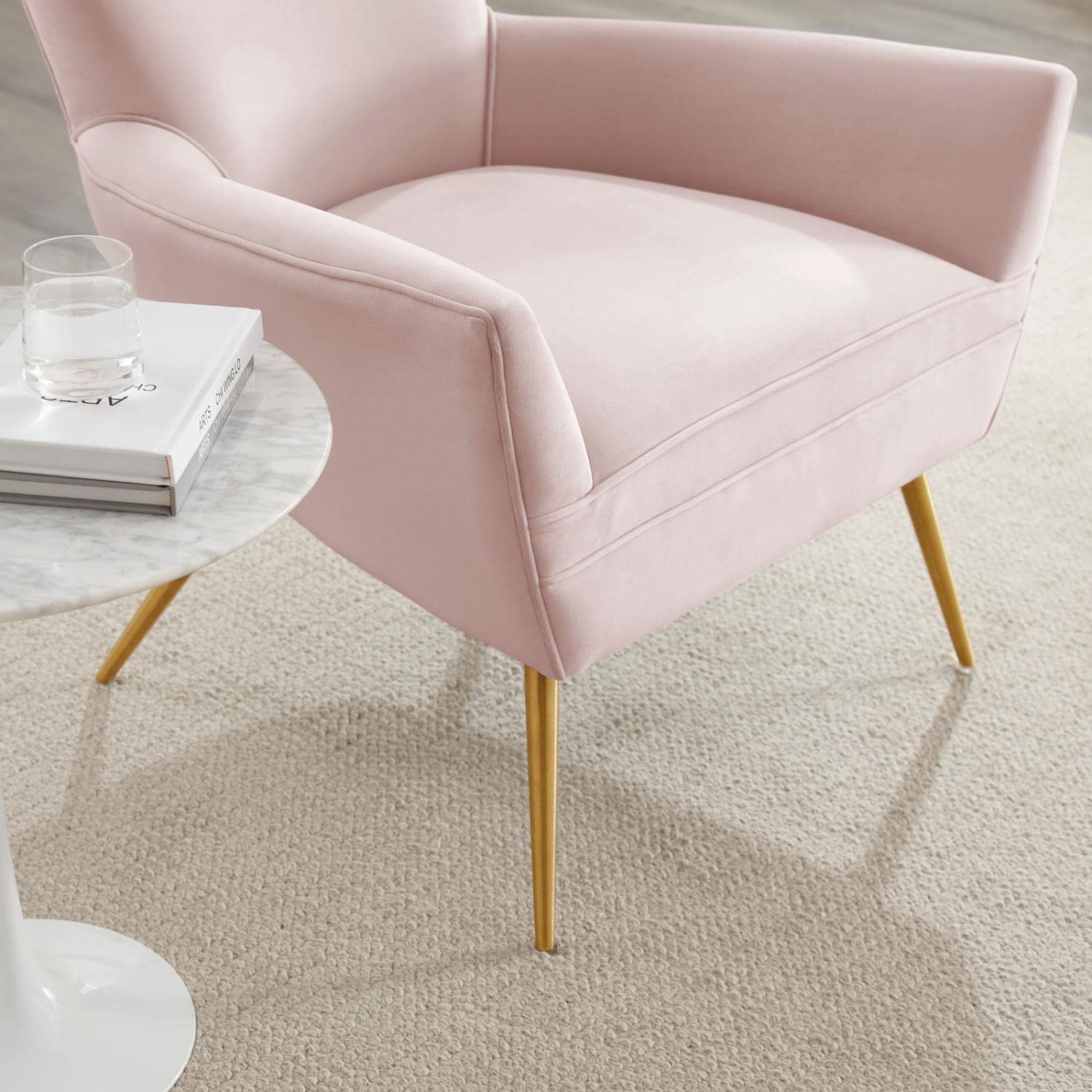Modway Renata Modern Tufted Performance Velvet Armchair In Pink/Gold