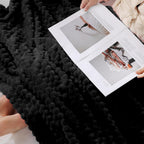 Puncuntex Black Throw Blanket 90''  90'' Inches Fuzzy 3D Jacquard Decorative Flannel Fleece Super Soft Plush Cozy Blanket For Co