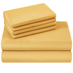 Homeideas King Size Bed Sheets - 6 Piece Set (Gold) - Extra Soft Brushed Microfiber 1800 Bedding Sheets, Deep Pocket, Wrinkle & Fade Free