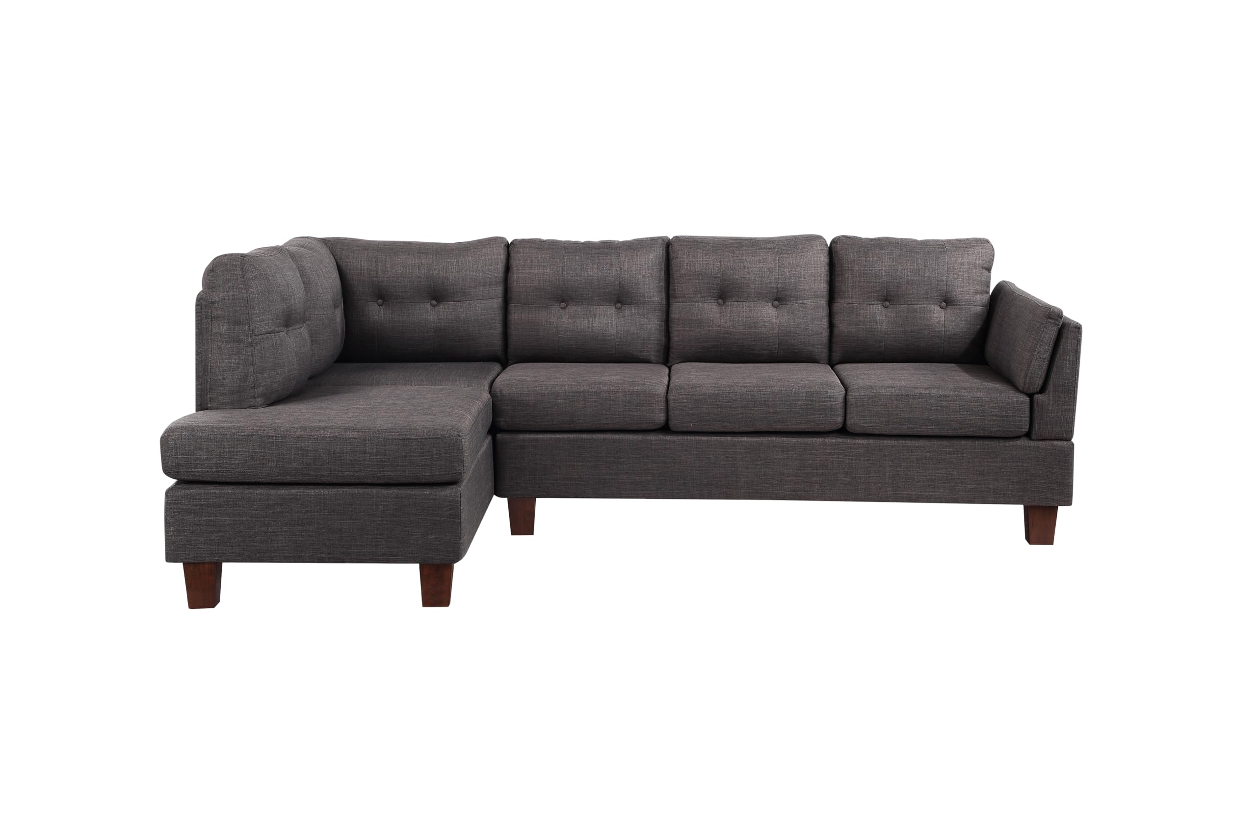 Dalia Light Gray Linen Modern Sectional Sofa with Left Facing Chaise