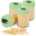 Urbanstrive 4 Pack 1600 Count Premium Bamboo Toothpicks in Toothpick Holder Dispenser for for Teeth Cleaning, Appetizer, Olive, 