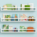 Harwaya Large Nursery Book Shelves Wall Mounted for Kids Room, White Floating Nursery Bookshelf for Baby Girls Boys Bedroom, Tod