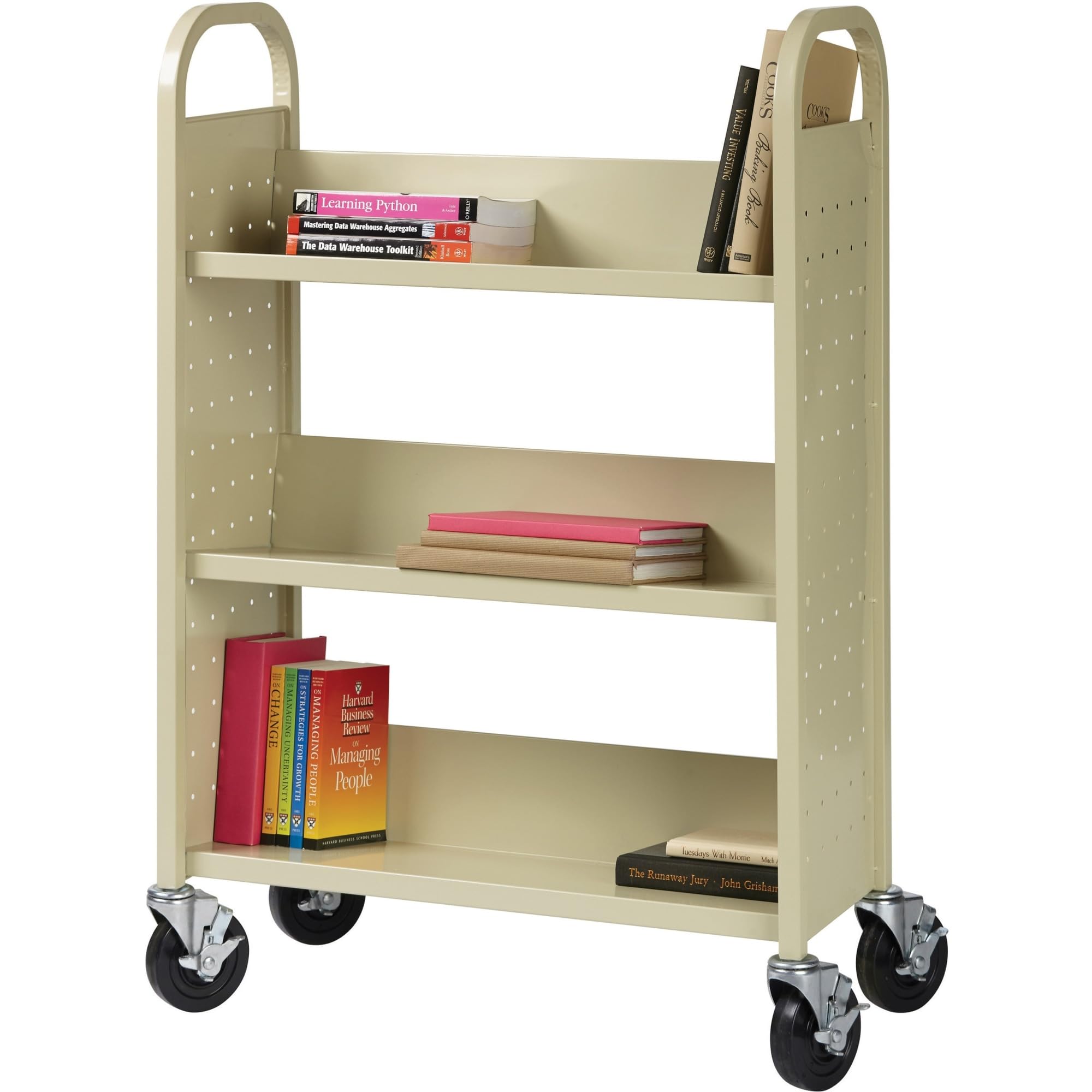 Lorell Single-Sided Book Cart, Putty