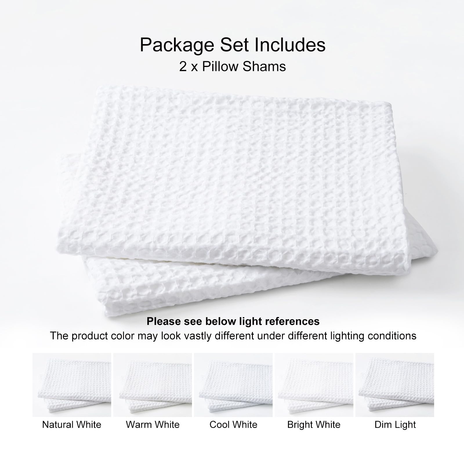 Phf Ultra Soft Waffle Weave Euro Shams Pillow Covers 26' X 26' 2 Pack, No Filling, Breathable Skin-Friendly Euro Throw Pillow Covers For Bed Couch Sofa, White