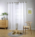 Miuco Sheer Curtains 84 Inch Long White Living Room Curtains Semi Voile Sheer Panels Linen Textured Grommet Curtains Window Curt
