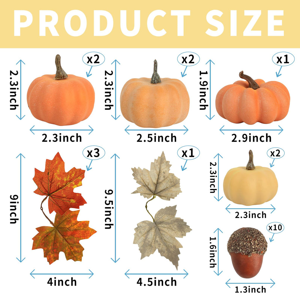 Ghrdopy Fake Pumpkins, 21 Pcs Plastic Pumpkins, Artificial Pumpkins For Decorating Thanksgiving Halloween Seasonal Holiday Decor