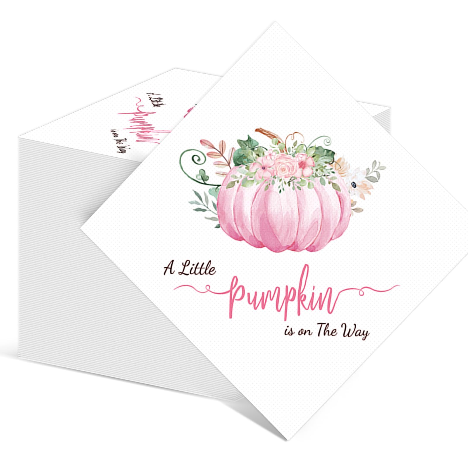 50 Pack Pink A Little Pumpkin is On The Way Paper Napkins Little Pumpkin Baby Shower Disposable Hand Towel Guest Napkin for Girl