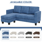 Yeshomy Convertible Sectional 3 L-Shaped Couch Soft Seat With Modern Linen Fabric, Small Space Sofas For Living Room, Apartment And Office, 70'', Blue