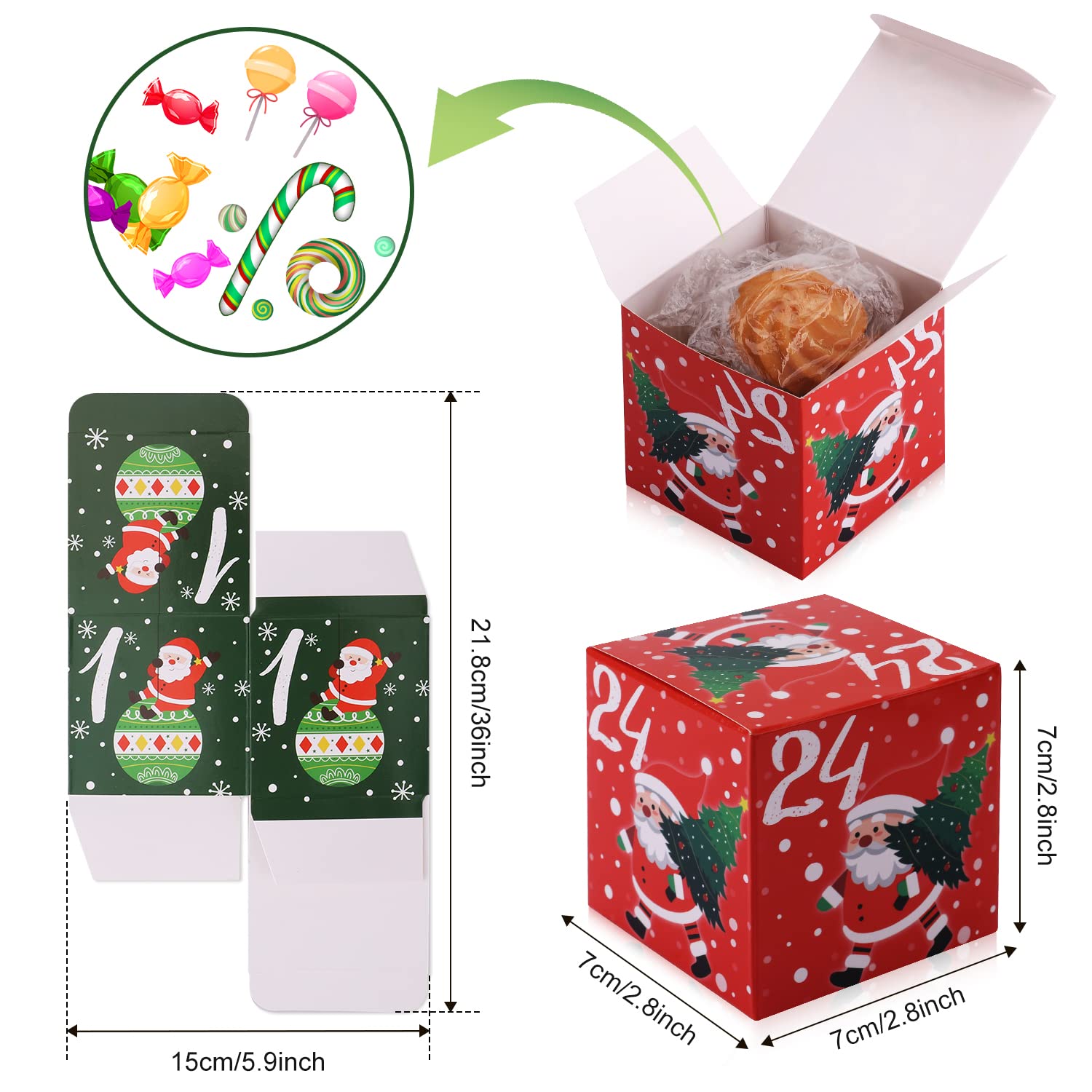 Diy Christmas 24 Days Countdown Advent Calendar 2023, 24Pcs Christmas Cardboard Treasure Boxes Make & Fill Your Own Advent Calen