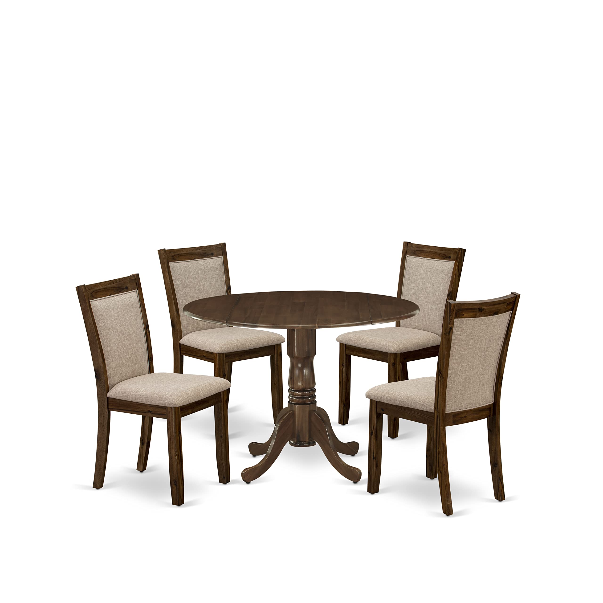 East West Furniture Dining Room Table Set, 42x42 Inch, Natural Walnut