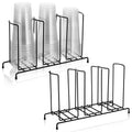 Maxdot 2 Pcs 3 Section Coffee Cup Organizers 14.2 x 8.5 x 5 Inch Wire Rack Coffee Cup and Lid Holder Black Iron Lid Dispenser Co