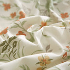 Mixinni White Duvet Cover Set With Green Leaves Twin Xl Size 100% Cotton Flower Printed Bedding Set 1 Duvet Cover 2 Pillowcases