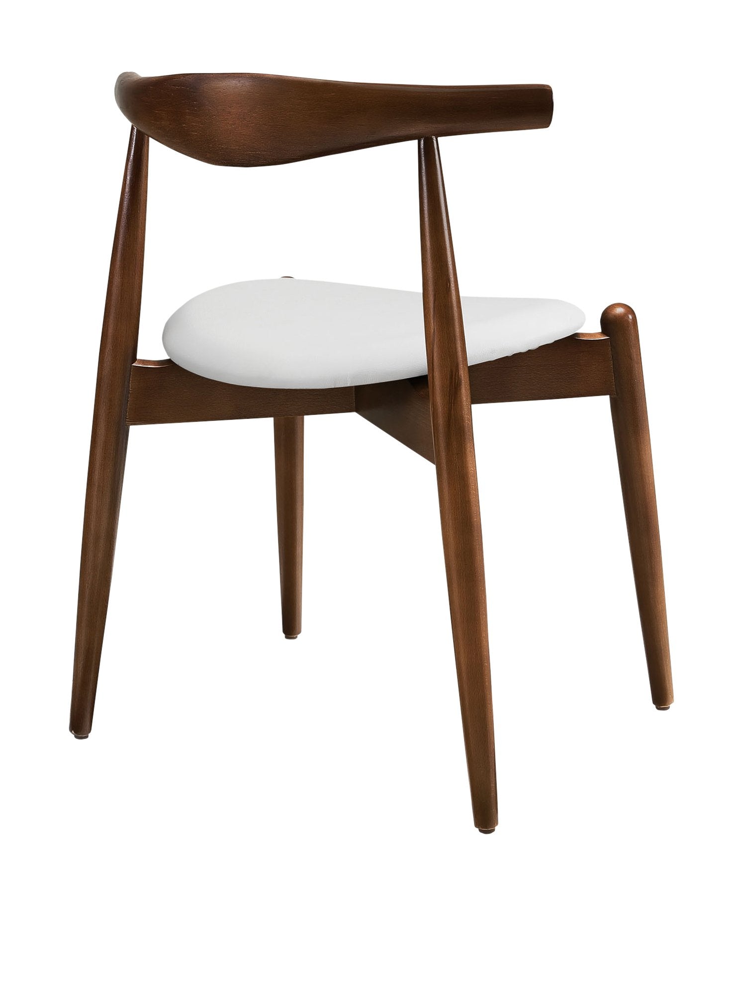 Modway Stalwart Mid-Century Modern Faux Leather Upholstered Two Dining Chairs in Dark Walnut White