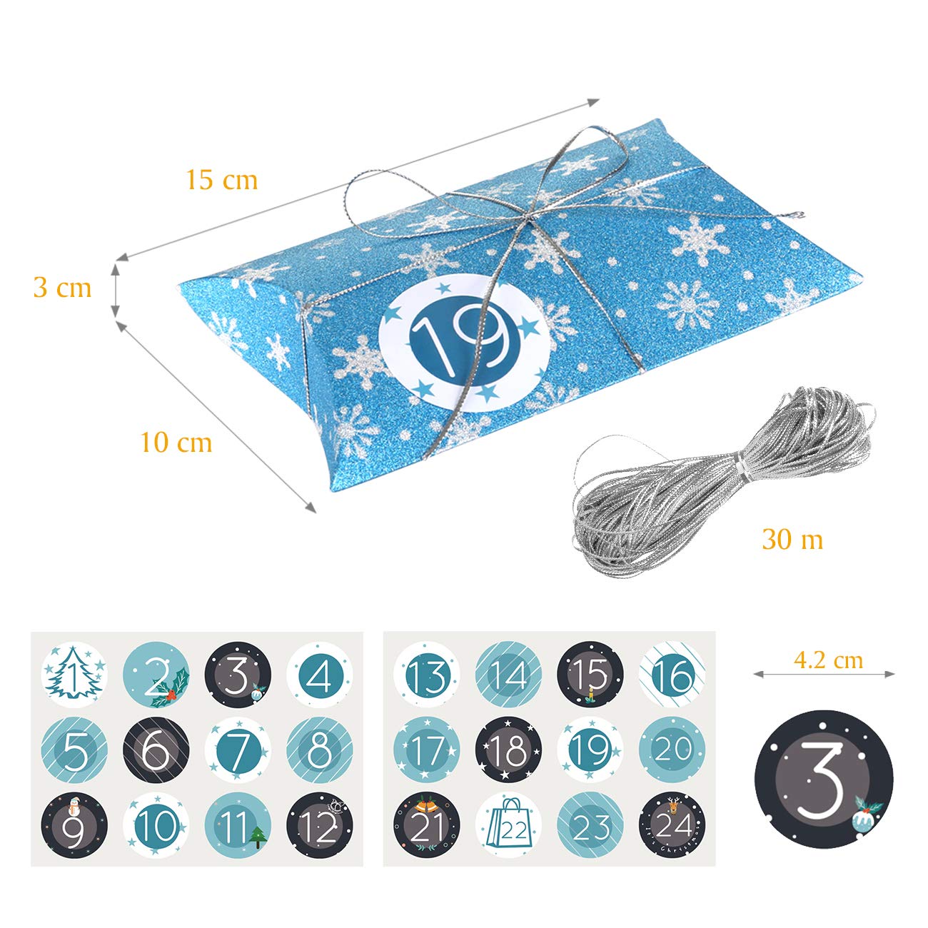 Naler Christmas Advent Calendar 2024, Christmas Countdown Gift Boxes To Fill Snowflake Treat Boxes Goodie Boxes With 1 To 24 Cou