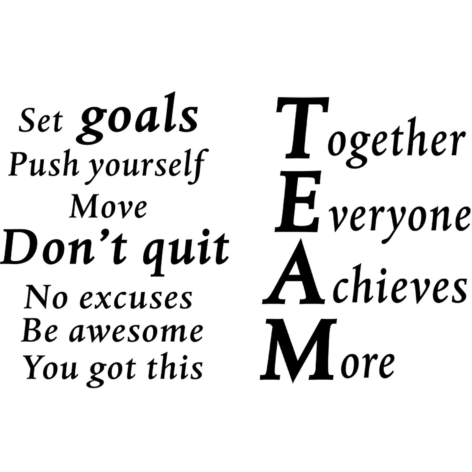 2 Sheets Motivational Wall Decals Vinyl Inspirational Quotes Stickers Together Everyone Achieves More Office Positive Sayings Wa