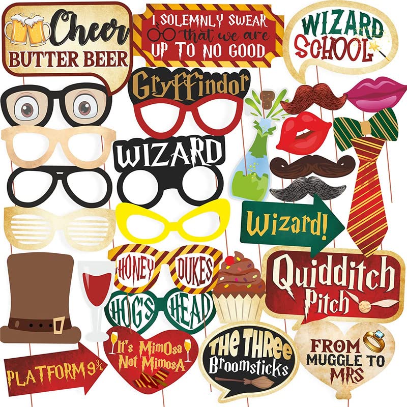 Wobbox Red Harry Potter Theme Photo Booth Party Props, Birthday Decoration