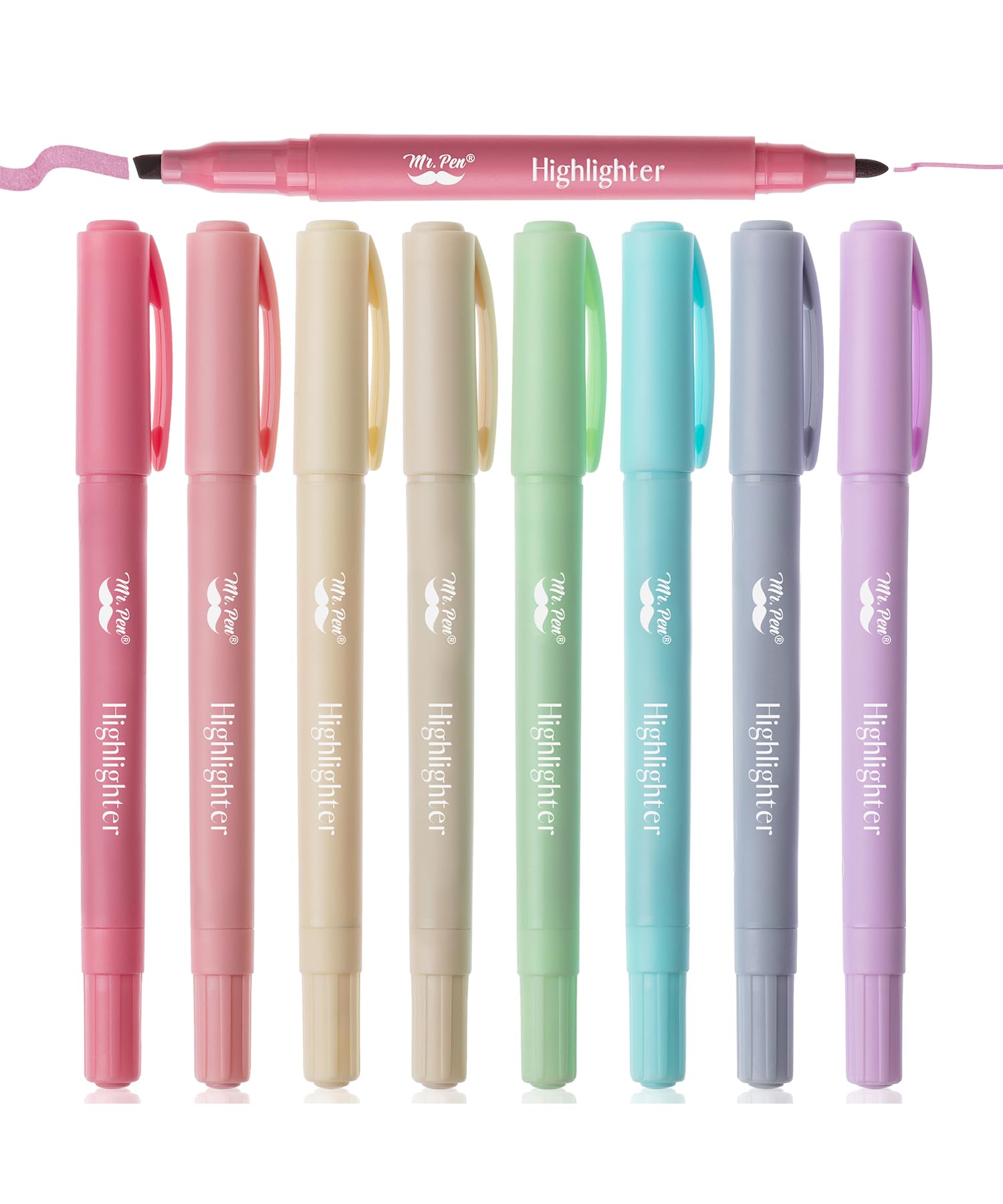 Mr. Pen- Dual Tip Highlighters, Assorted Colors, 8 Pack, Fine & Chisel Tip, Cute Highlighter Pens, Markers