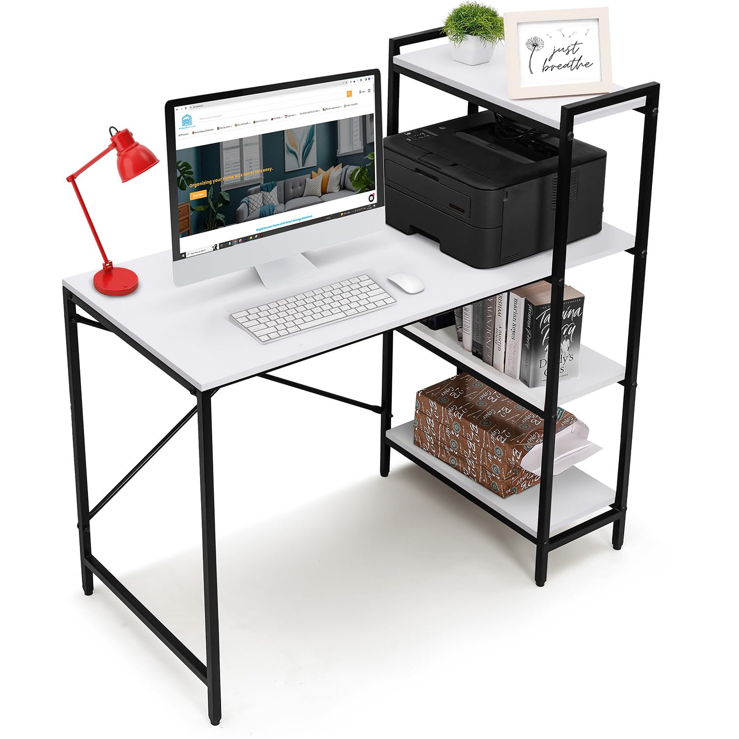 About Space Computer Table For Home4 Tier Storage Study Table For Students,Adults Work Table For Home Office Laptop,Desktop W/B