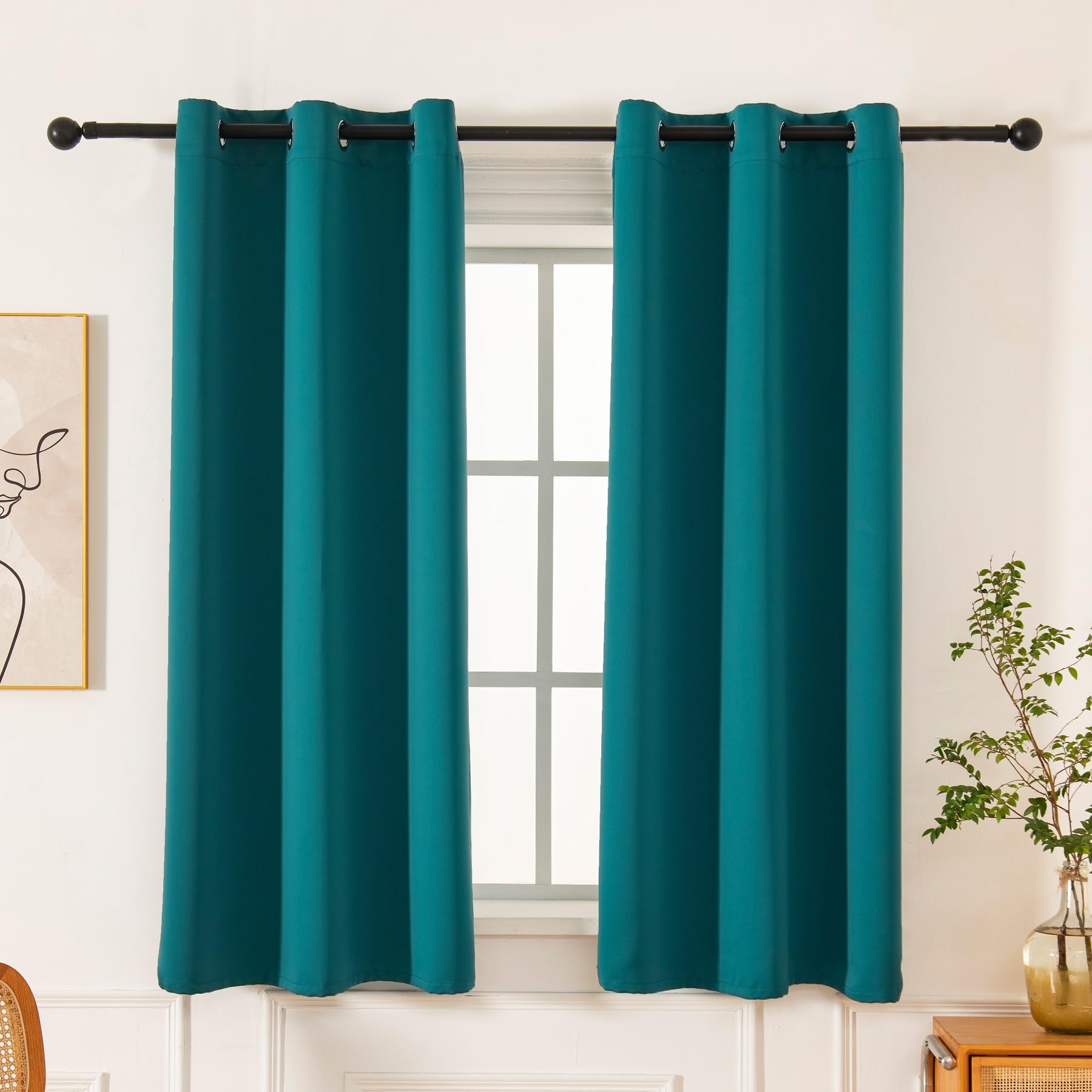 Pickluc Grommet Blackout Curtains 54 Inches Long 2 Panels, Light Blocking Window Drapes For Bedroom, Thermal Insulated, Noise Re