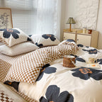 Clothknow Black Sunflower Comforter Set Beige White Full Size Bedding Comforter Sets Botanical Floral Comforter Full Black And White Bedding 3Pcs Black Bed Comforter Sets Full