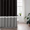 Seasonwood Boho Shower Curtain Black And White Fabric Shower Curtain With Black Tassels Modern Farmhouse Waterproof Shower Curta