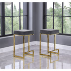 Best Master Furniture Dorrington Velvet Backless Counter Height Stool in Gray/Gold (Set of 2)