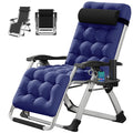 Zero Gravity Chair, Lawn Recliner, Reclining Patio Lounger Chair, Folding Portable Chaise with Detachable Soft Cushion, Cup Hold