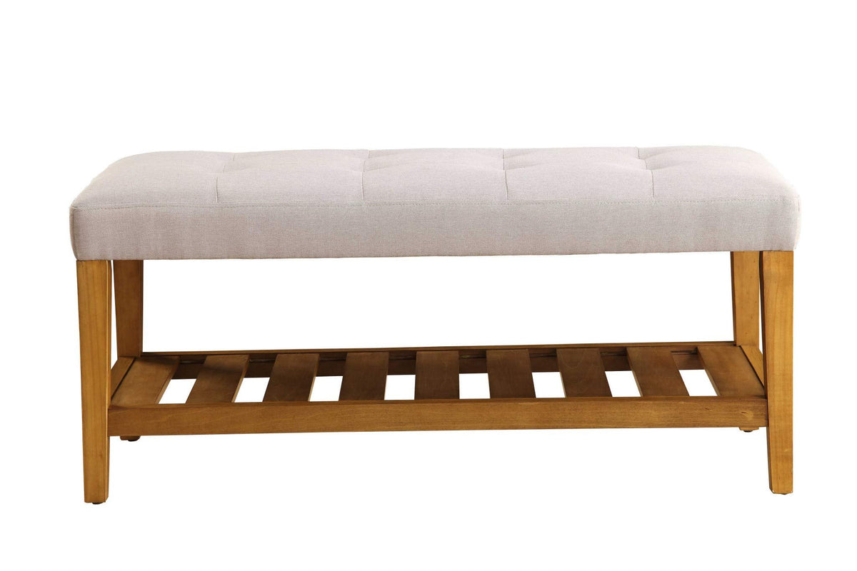 HomeRoots Furniture Bench in Light Gray & Oak Multicolor